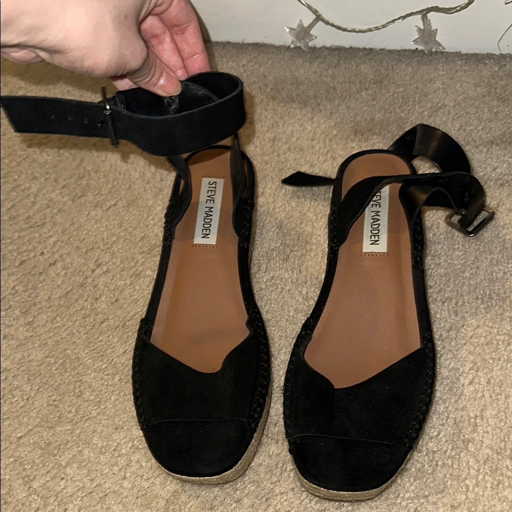 Steve Madden Black Espadrilles with Ankle Tie
